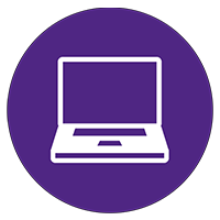 white laptop inside purple circle