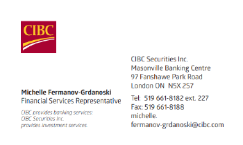 CIBC business card for Michelle Fermanov-Grdanoski