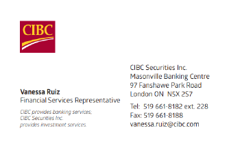CIBC business card for Vanessa Ruiz
