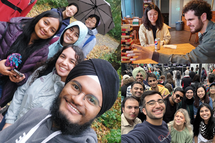 Multiple shots of students enjoying themselves and playing games